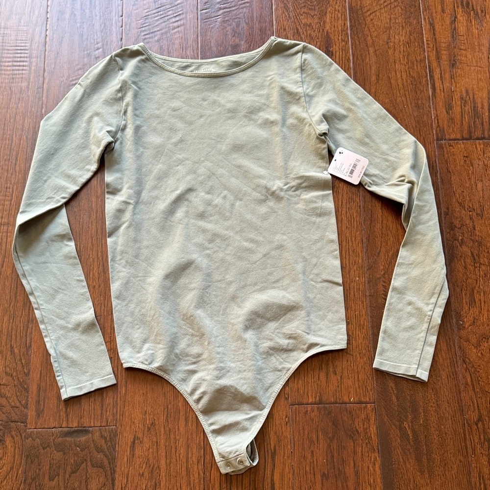 Intimately Free People Clean Lines Long Sleeve Bodysuit Mineral Sea - Picture 3 of 5